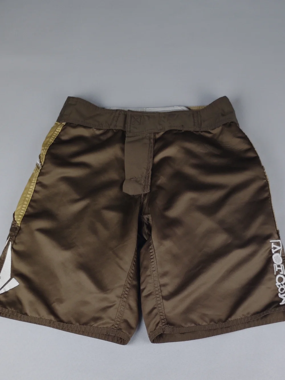 Volcom Brown Boardshorts with Yellow Graphic Accents